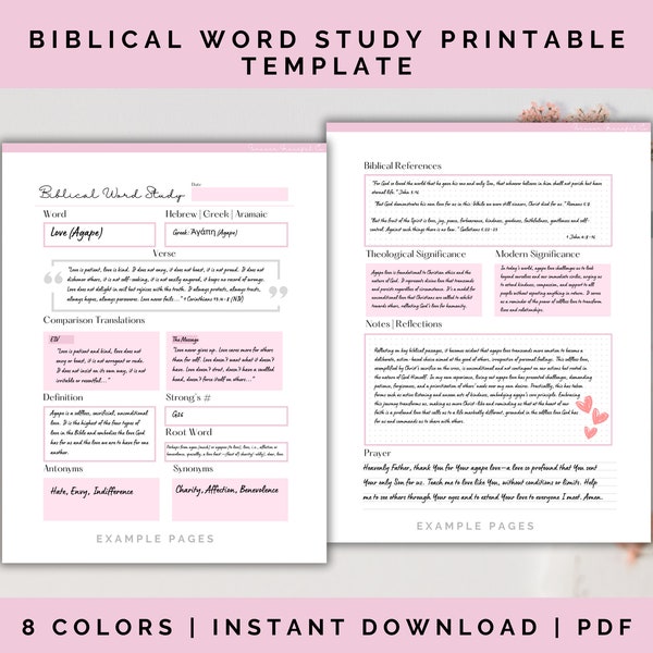 Biblical Word Study Printable Template