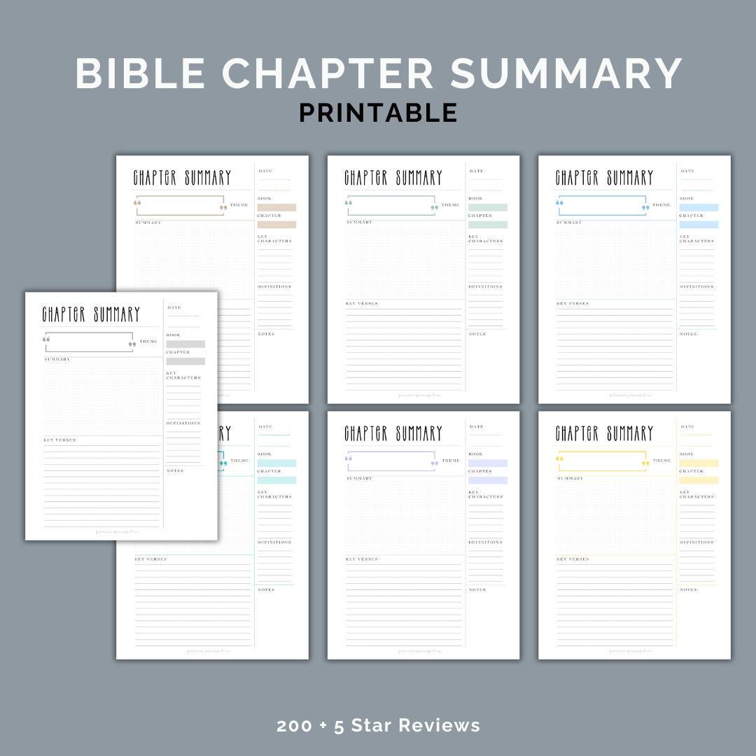 Bible Chapter Summary Printable Template - Etsy