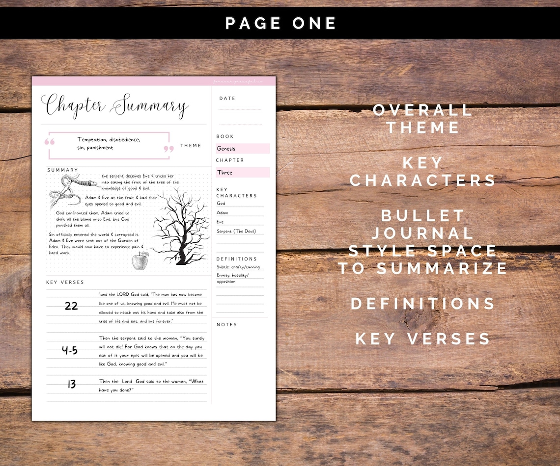 Bible Chapter Summary Printable Template - Etsy UK