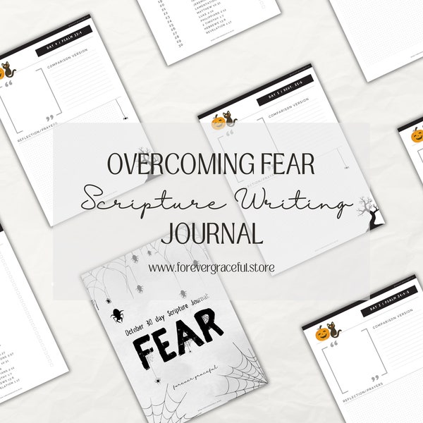 October OVERCOMING FEAR 30 day Scripture Writing Bible study, Halloween Bible Study