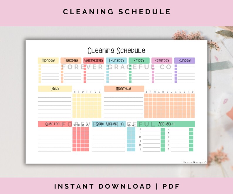 Editable Cleaning Schedule Printable Template - Etsy Canada