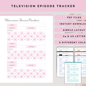 Television Episode Tracker Printable Download - Etsy