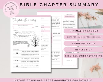 Bible Chapter Summary Printable Template