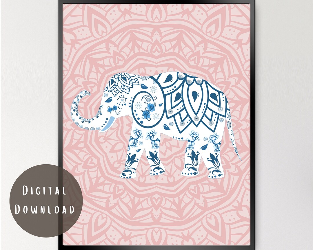 Mandala Elephant Wall Art Printable Mandala Animal Wall Etsy