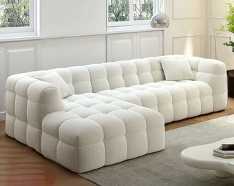 Melitta Ecksofa - Handgefertigtes Sofa, Federweiches Schwammsofa, Handgefertigtes Möbel, Lange Sitzfläche, Wohnzimmersofa, Terrassensofa, Modernes Sofa