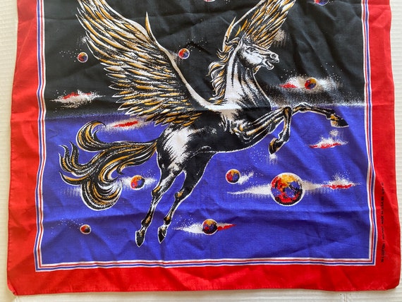 Vintage Pegasus Unicorn in Space Bandana Scarf Ma… - image 3