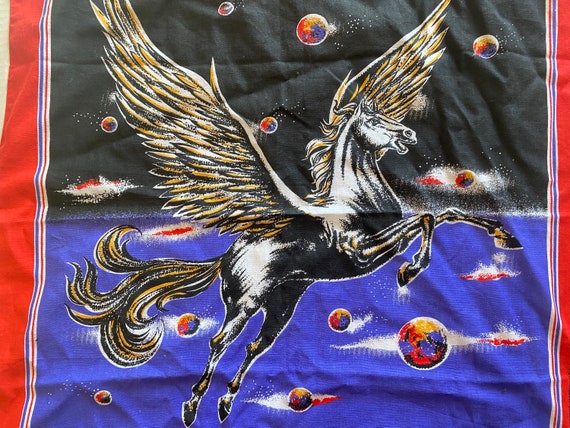 Vintage Pegasus Unicorn in Space Bandana Scarf Ma… - image 2