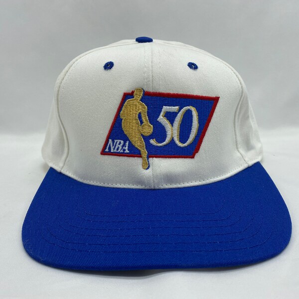 Vintage NBA 50th Anniversary Twins Enterprise White Blue Snapback Hat