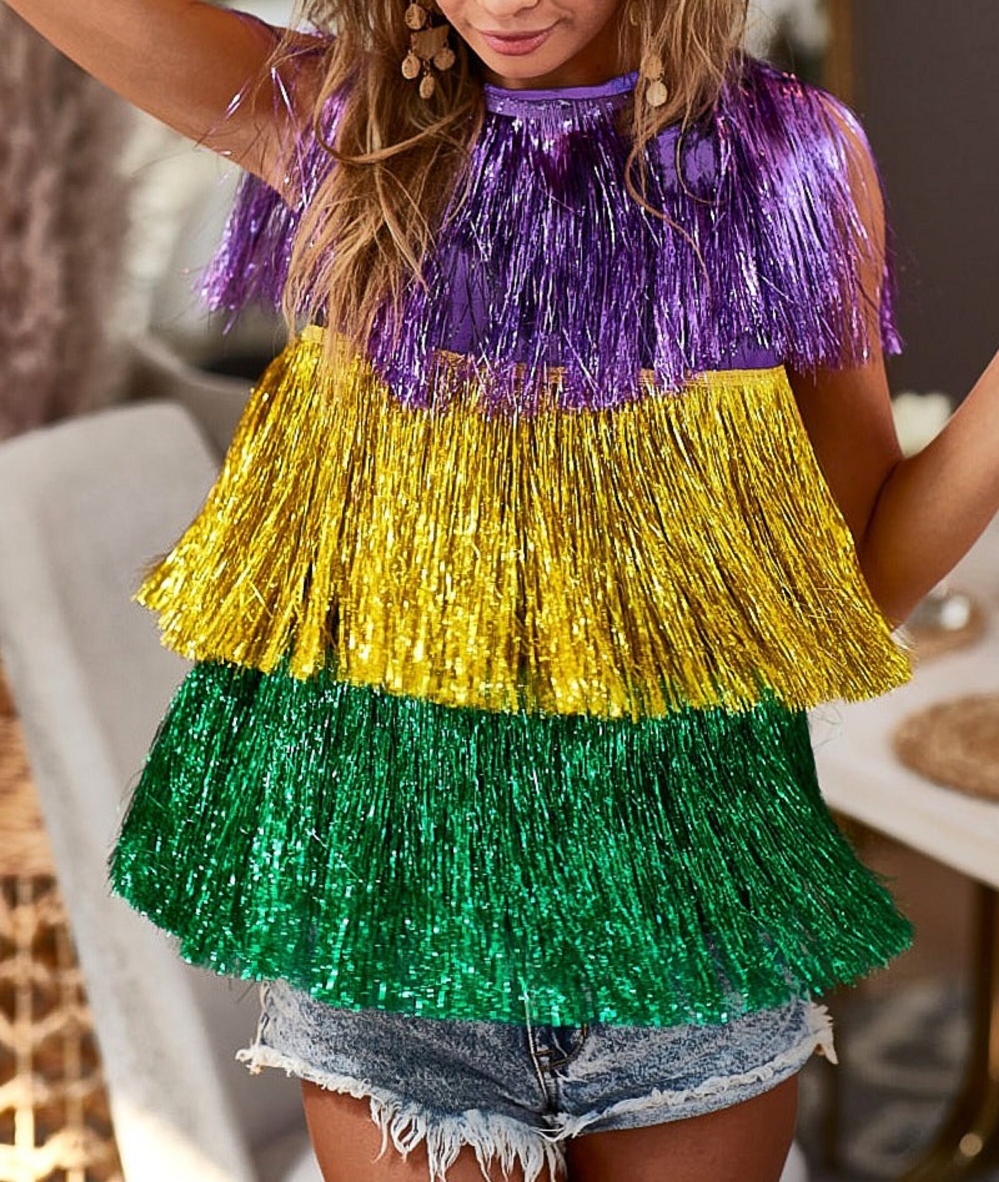 Mardi Gras Tinsel Fringe Skirt - Style Format Boutique