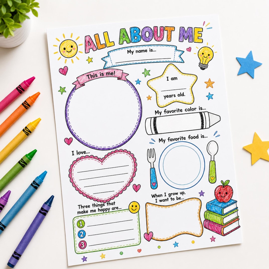 All About Me Activity Sheet for Preschool | Back to School Printable - Etsy