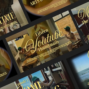 Puede incluir: Quince miniaturas de YouTube en escritura dorada sobre fondo negro. La imagen muestra un collage de diferentes escenas, incluyendo a una persona sentada en un café, una persona leyendo un libro y una persona jugando al ajedrez.