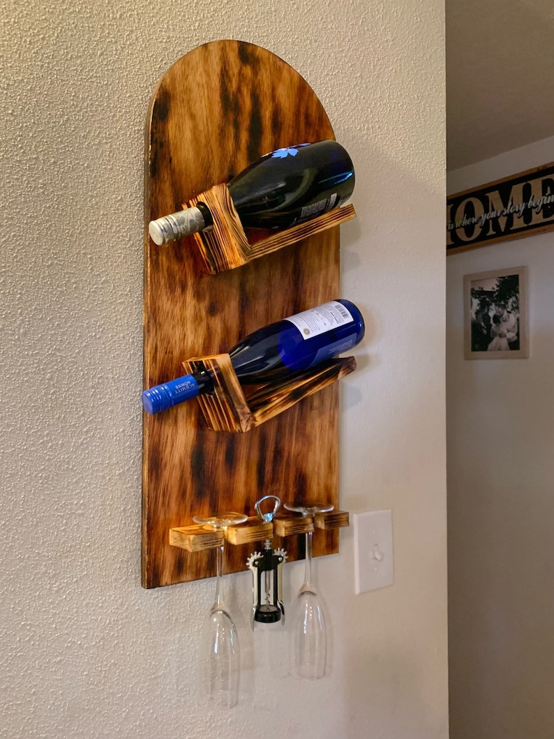 Farmhouse, Rustic, Burnt Custom Wooden Wall Hanging 2 Bottle Wine Rack ...