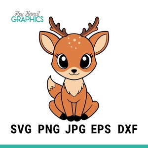 Cute deer SVG, deer Svg, cute baby deer svg, deer clipart, woodland animal svg, svg files for cricut