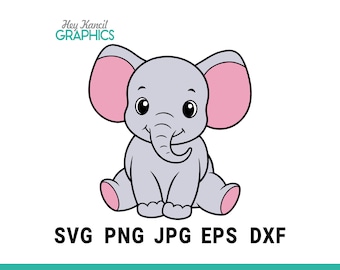 Baby Elephant SVG, Elephant Outline SVG, Baby Shower Gift SVG, Cut file, Svg for cricut, Silhouette, Vinyl