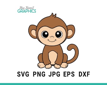 Baby monkey SVG, Cute monkey Svg, Baby monkey outline, Jungle animal Svg, Animal Svg, Cut file, Svg for cricut