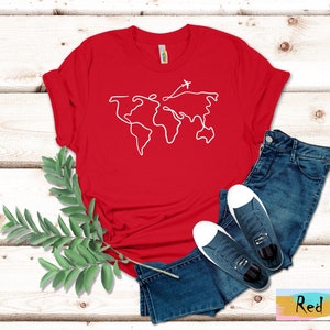 Wereldkaart shirt, reisshirt, reiziger cadeau, reisliefhebber, aardrijkskunde shirt, aardrijkskundeleraar, uitwisselingsstudent, Wanderlust, avontuur Tee