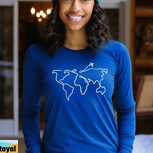 Weltkarte-Shirt, Reise-Shirt, Geschenk für Reisende, Reiseliebhaber, Geografie-Shirt, Geografie-Lehrer, Austauschstudent, Fernweh, Abenteuer-T-Shirt