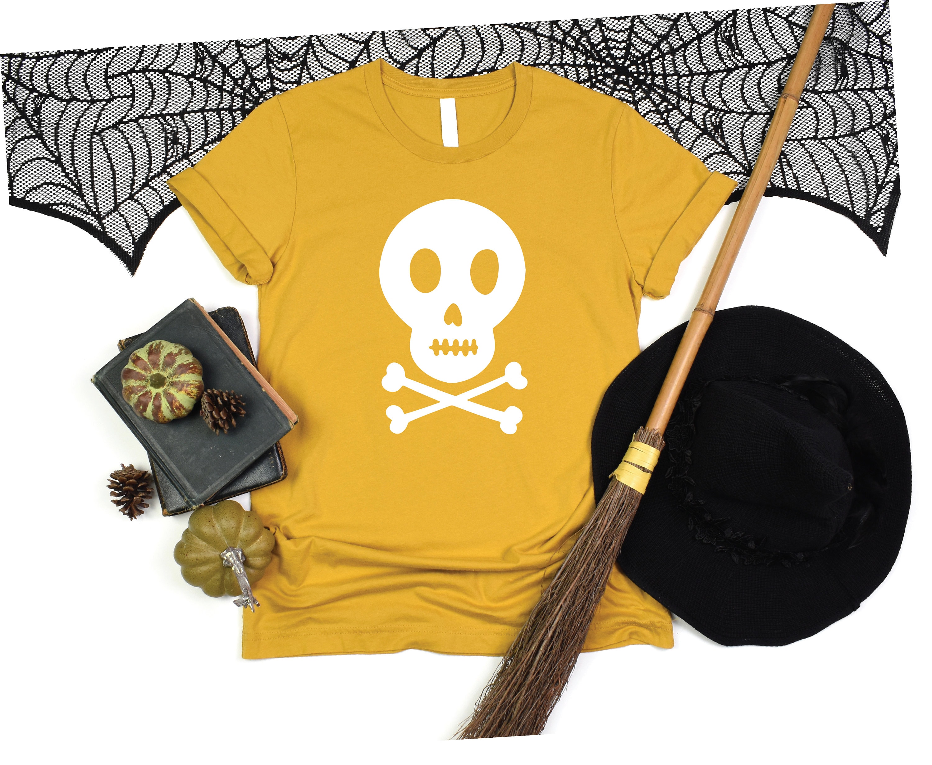 T-shirt Gotica Da Uomo _ Girocollo Nero Stampa Teschio Bianco - Foto 11