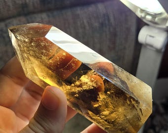 4&quot; polished madagascan citrine prism.