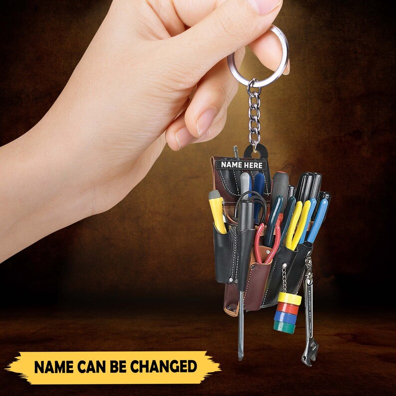 Personalized Electrician Tool Bag Flat Acrylic Keychain Gift Etsy