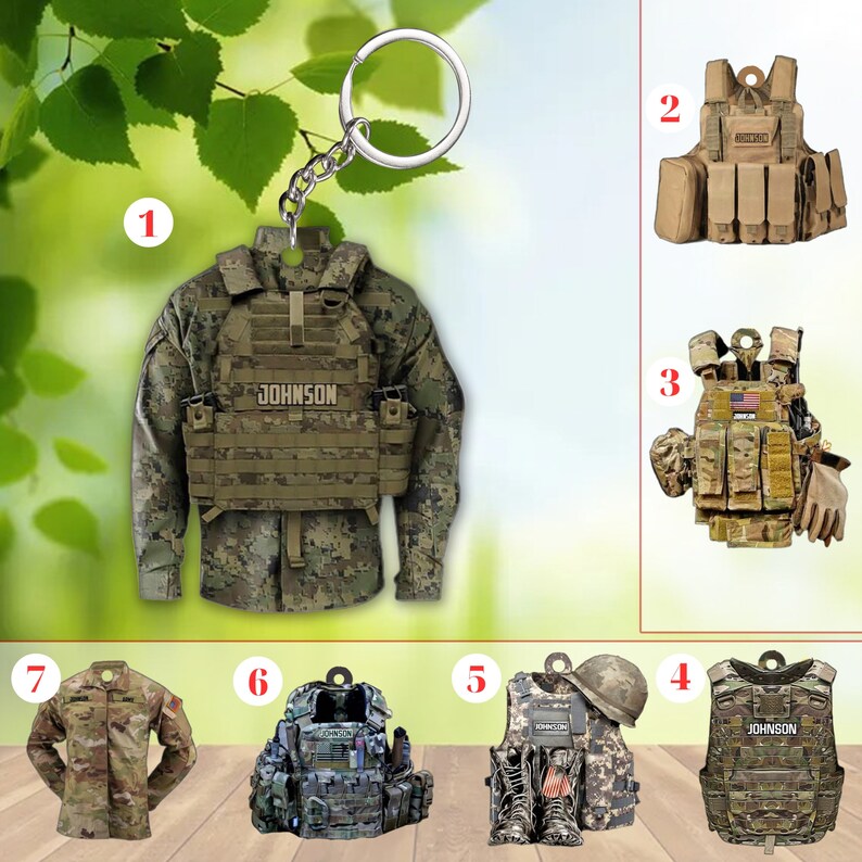 Personalized Army Bulletproof Vest Uniform Keychain Custom Etsy Canada