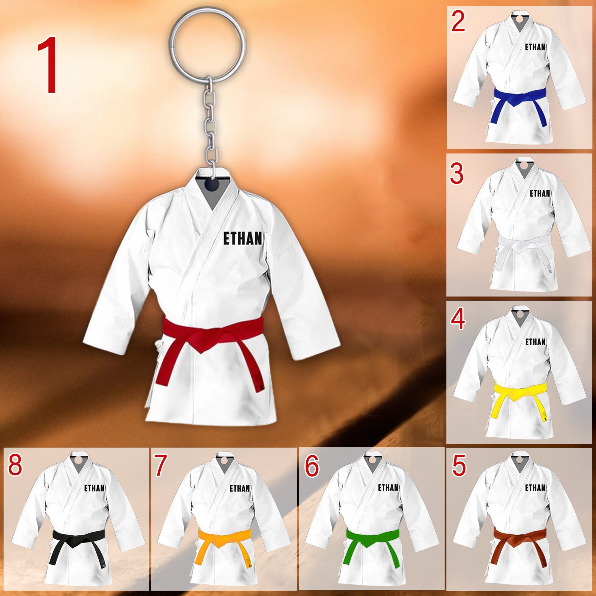 Personalized Karate Belt Color Keychain Custom Name Acrylic Etsy