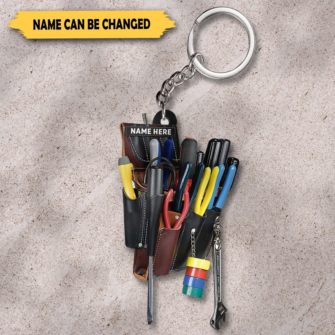 Personalized Electrician Tool Bag Flat Acrylic Keychain Gift Etsy