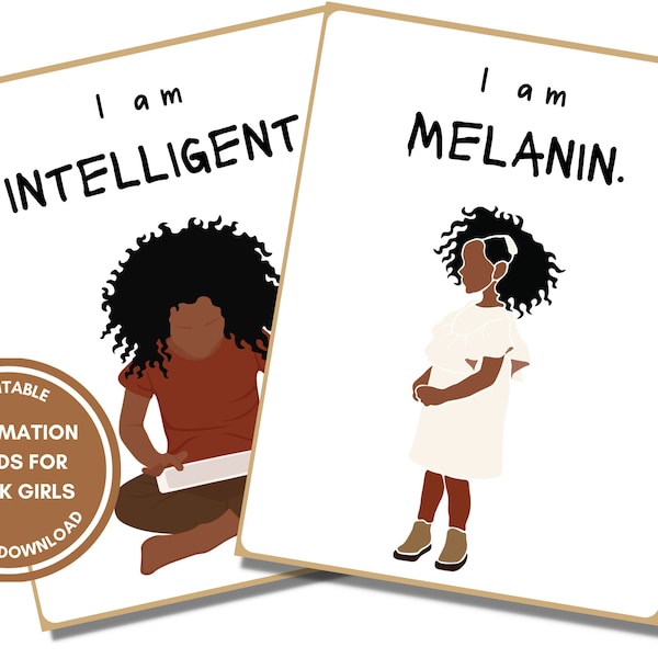 Affirmation Cards for Black Girls, affirmation cards for kids,kids affirmation cards,black child affirmations,multi racial kids affirmations