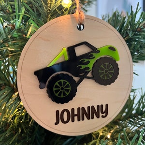 Monster Truck Ornament, Lifted Truck Ornament, Custom Engraved, Personalized Monster Truck, Holiday Gift, Monster Jam Gift, Wilkewarehouse