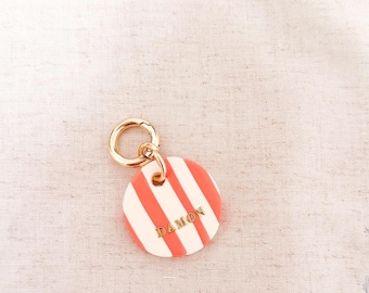 Personalized Clay Dog Tag, Handmade Pet ID Charm, Custom Name Collar Accessory, Small Breed Dog Gift, Colorful Collar Charm