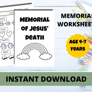 JW 2026 Memorial Kids Printable Activity Sheets 4-7 years (Instant Download)