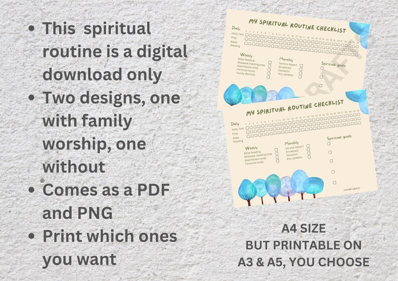 JW Spiritual Routine Monthly Checklist Digital Download - Etsy