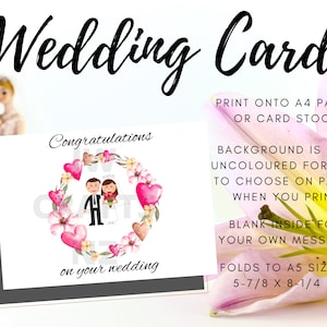 Carte de mariage de couple mignon. Téléchargement numérique. Imprimable. Carte de mariage JW. Carte téléchargeable.