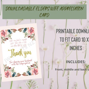 JW Elders Wife Appreciate Card imprimable (s'adaptera à la plupart des papiers et papiers cartonnés)