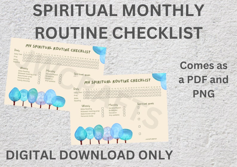 JW Spiritual Routine Monthly Checklist (digital Download) - Etsy