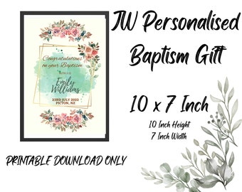 Personalised JW Baptism Congratulations Print (10x7 Inch) (Digital Download)