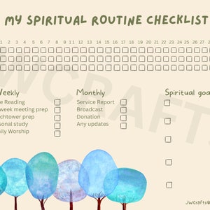 JW Spiritual Routine Monthly Checklist Digital Download - Etsy