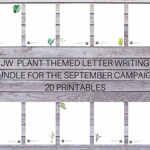 Paquete de plantas para escribir cartas de la campaña del Ministerio JW. 20 imprimibles. Forrado y sin forro. Tamaño A4 y carta estadounidense. Descarga imprimible.