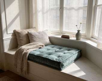 Custom Velvet Seat - Tufted French Bench Cushion | Made-To-Measure Plush Pad