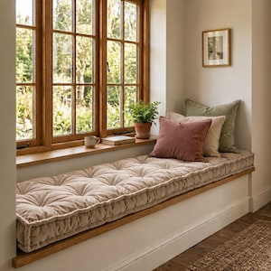 French Style Velvet Bench Cushion, Tufted Plush (Custom Size and Custom Colors)