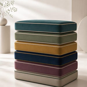 Velvet Bench Cushion, Custom Window Seat Pad - Hidden Zipper, Removable Cover | OEKO-TEX Certified | 4" Foam Insert
