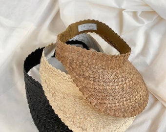 Handwoven STRAW Rattan Beach Sun VISOR HAT - Natural Fibres - curated by Bali Gypsie - Handmade Crafted Boho Bohemian Market Fashion