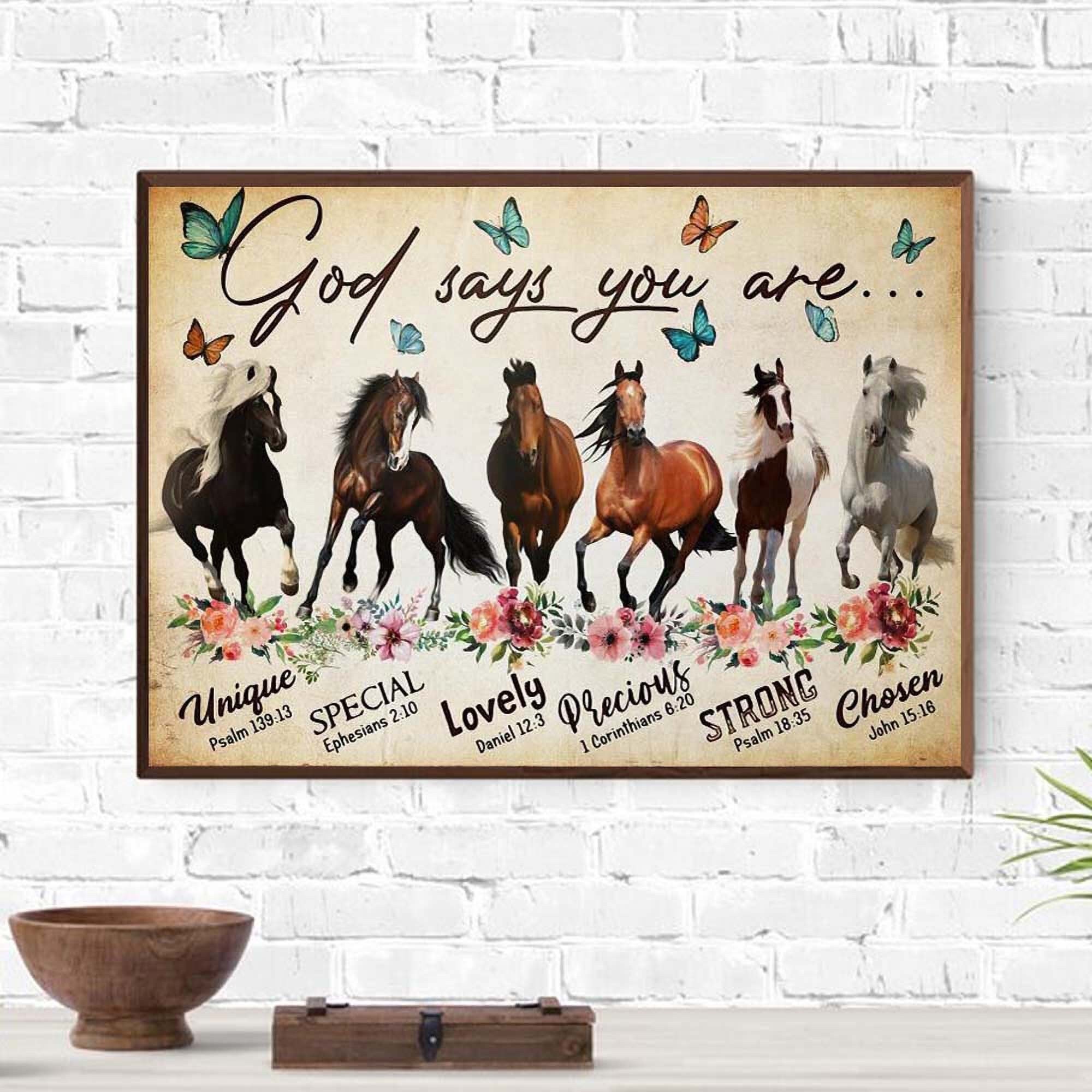 Horse Lover Gift, Horseshoe Decor, Christian Wall Art 