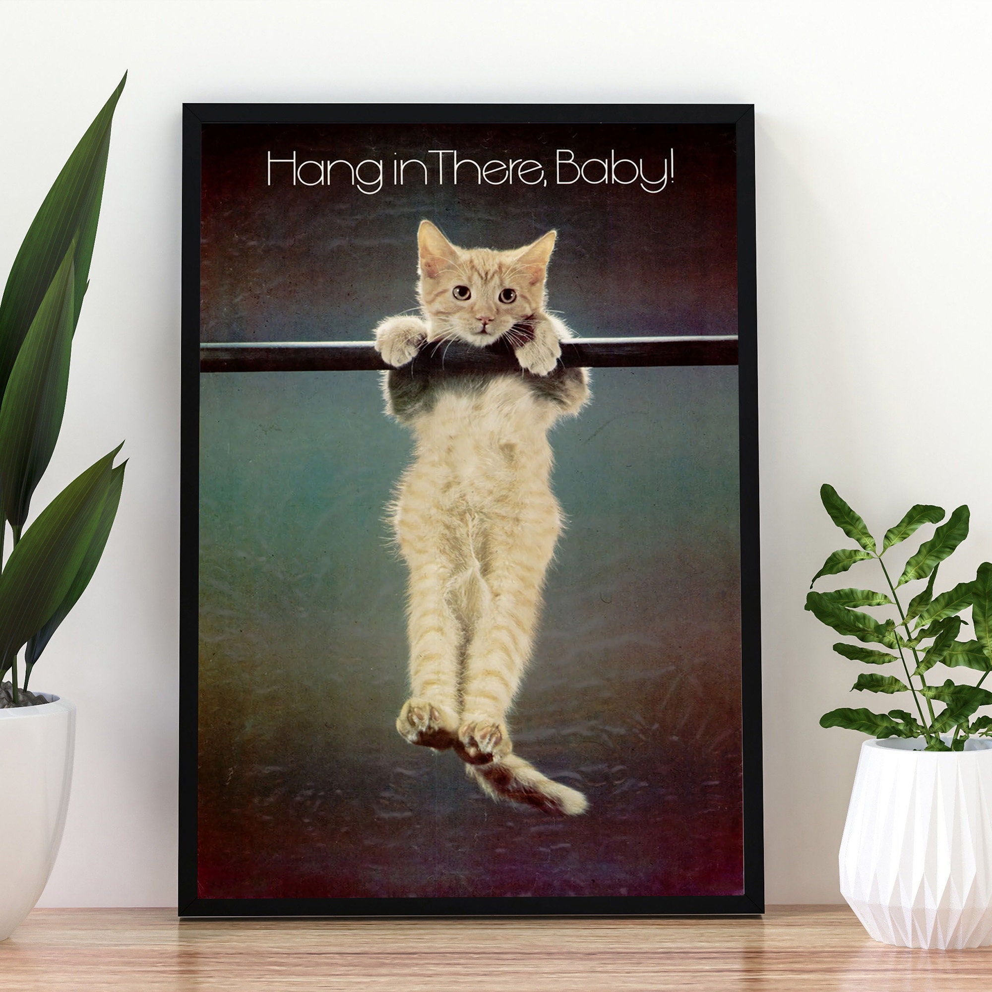 Hang in there cat poster little kitten hang in there cat etsy