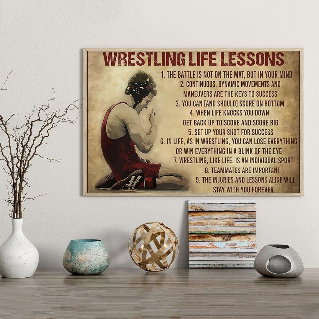 Wrestling Life Lessons Poster, Vintage Wall Decor, Wrestlers Home Decor