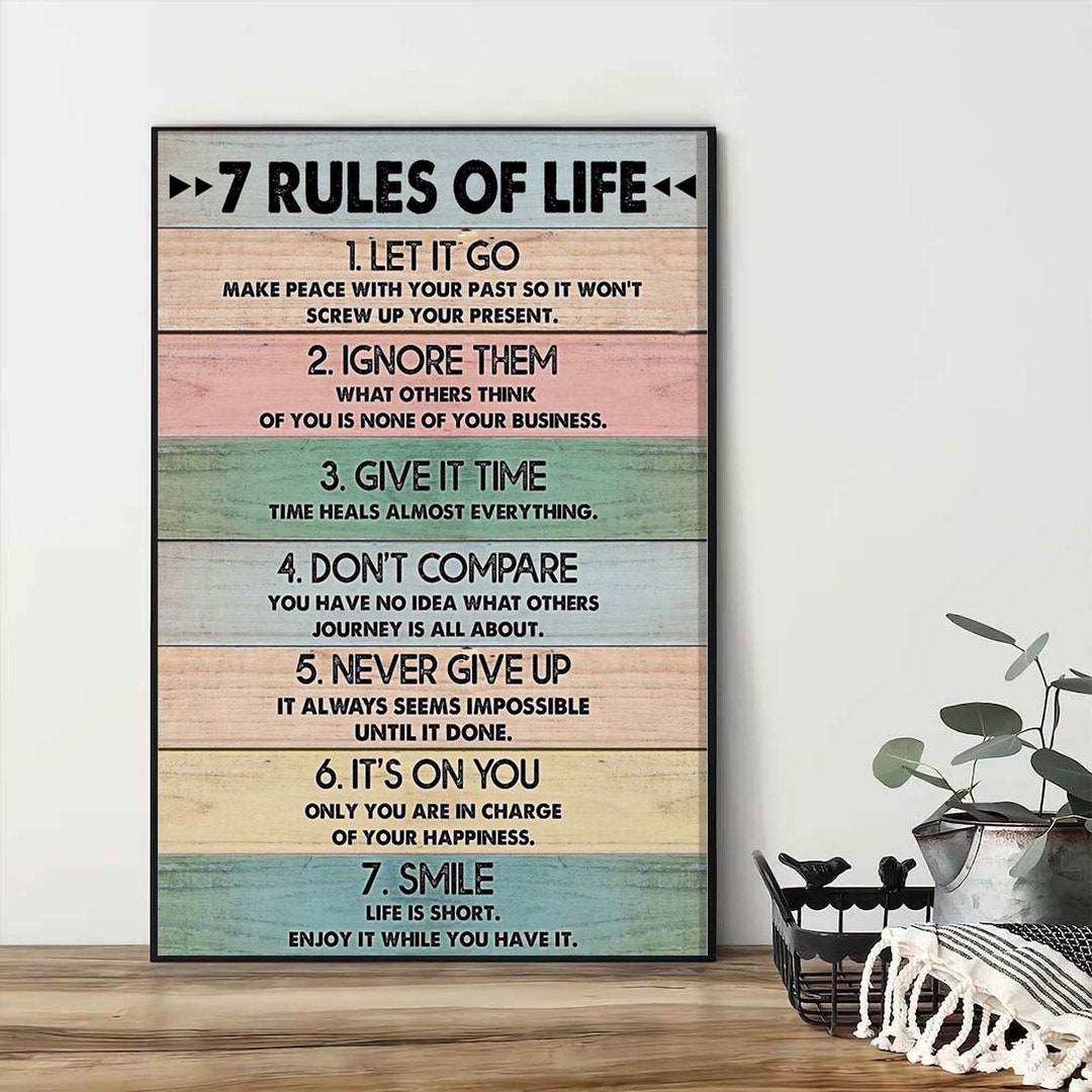 7 Rules Of Life Poster Life Rules Poster Life Motivation Quote Home 