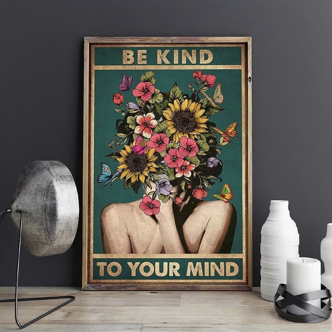 Be Kind to Your Mind Unframed Poster, Pot Head Girl Abstract Wall Art