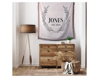 Custom Wedding Name and Year Woven Throw, 50in x 60in, Married Couple Gift, Personalized Wedding Gift, Custom Blanket, Mr Mrs Throw, Wedding