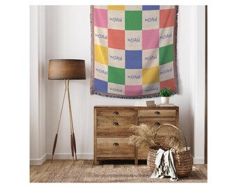 Custom Baby Name Woven Throw, 50" x 60", Personalized Baby Gift Blanket, Thoughtful Baby Gift, New Mom Gift, Custom Baby Girl or Boy Blanket