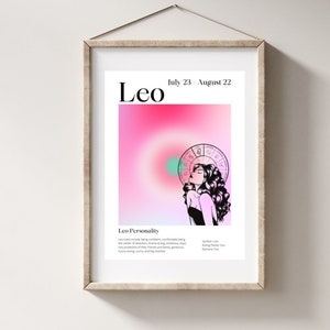 Löwe Sternzeichen Wand Kunst Druck Geschenk für sie, Löwe Wand Kunst Poster, ästhetische Löwe Sternzeichen, Löwe Sternzeichen Kunst, ästhetische Raumdekoration, ästhetische Wandkunst